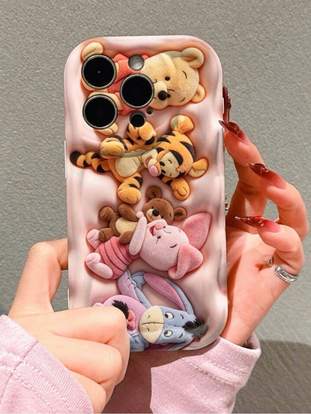 Disney Pastel Pink Winnie the Pooh 3D Character Phone Case iPhone 17 pro max